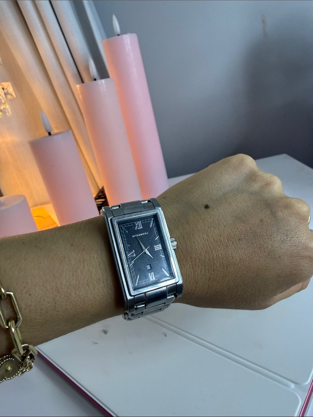 Burberry Men's Rectangular Stainless Steel Watch in Black and Silver - Picture 2 of 5